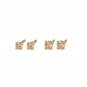 گوشواره نقره آبکاری طلا (gold-plated) نگین زیرکنیا پک 2جفتی برند اصل آی ام تحت لیسانس آلمان 105200 I AM