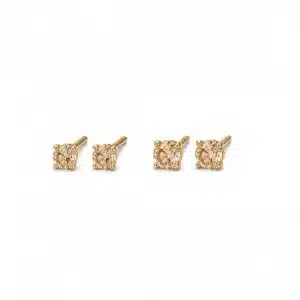 گوشواره نقره آبکاری طلا (gold-plated) نگین زیرکنیا پک 2جفتی برند اصل آی ام تحت لیسانس آلمان 105200 I AM