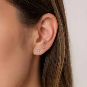 گوشواره نقره آبکاری طلا (gold-plated) نگین زیرکنیا پک 2جفتی برند اصل آی ام تحت لیسانس آلمان 105200 I AM