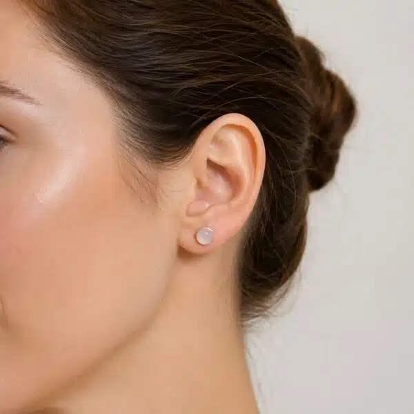 گوشواره نقره و سنگ رز کوارتز Rose Quartz برند اصل آی ام تحت لیسانس آلمان 055520 I AM