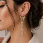 گوشواره زنانه طرح پروانه نگین دار آویزی برند آی ام تحت لیسانس آلمان 039448 I AM