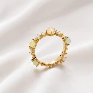 انگشتر نگین مالتی کالر آبکاری طلا بسیار شیک (Gold Plated) برند آی ام تحت لیسانس آلمان 018627 I AM