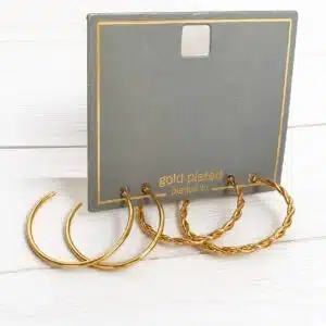 گوشواره زنانه نیم حلقه روکش طلایی (Gold Plated) پک 2جفتی برند آی ام تحت لیسانس آلمان 062580 I AM