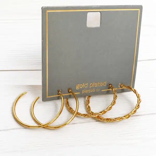 گوشواره زنانه نیم حلقه روکش طلایی (Gold Plated) پک 2جفتی برند آی ام تحت لیسانس آلمان 062580 I AM