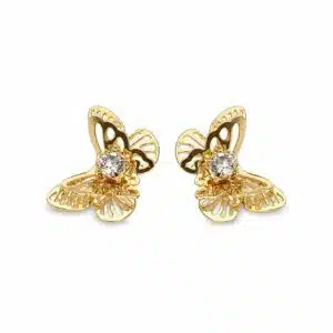 گوشواره طرح پروانه سه بعدی روکش طلایی رنگ ثابت (Gold Plated) برند آی ام تحت لیسانس آلمان 10720 I AM