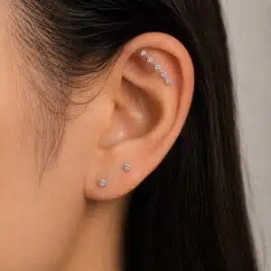 ست گوشواره و پیرسینگ نقره نگین دار برند آی ام اصل تحت لیسانس آلمان 105033 I AM