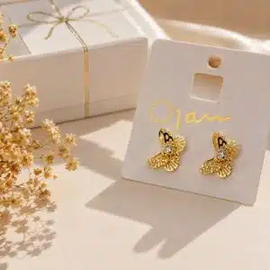 گوشواره طرح پروانه سه بعدی روکش طلایی رنگ ثابت (Gold Plated) برند آی ام تحت لیسانس آلمان 10720 I AM