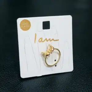 انگشتر طرح پروانه سه بعدی آبکاری طلا شیک نمادار (Gold Plated)  برند آی ام تحت لیسانس آلمان 098502 I AM