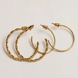 گوشواره زنانه نیم حلقه روکش طلایی (Gold Plated) پک 2جفتی برند آی ام تحت لیسانس آلمان 062580 I AM