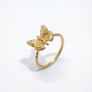 انگشتر طرح پروانه سه بعدی آبکاری طلا شیک نمادار (Gold Plated) برند آی ام تحت لیسانس آلمان 098502 I AM