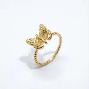 انگشتر طرح پروانه سه بعدی آبکاری طلا شیک نمادار (Gold Plated)  برند آی ام تحت لیسانس آلمان 098502 I AM