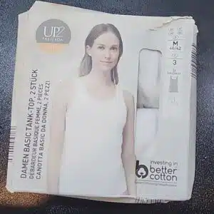تاپ زنانه نخ پنبه اندامی اسلیم فیت سفید برند آپ تو فشن آلمان جعبه 2 عددی 3-613870 Up2Fashion