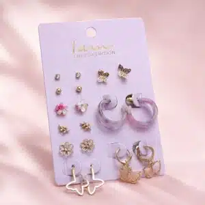 گوشواره میخی پک 9جفتی طرح متنوع و شیک برند آی ام تحت لیسانس آلمان 067328 I AM