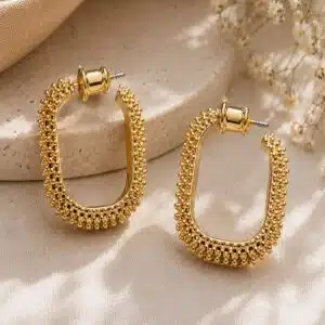 گوشواره لوکس آبکاری طلایی رنگ ثابت (Gold Plated) برند آی ام تحت لیسانس آلمان 059545 I AM
