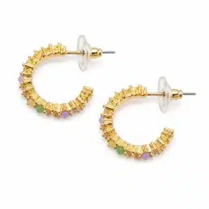 گوشواره نگین مالتی کالر روکش طلایی (Gold Plated) برند آی ام تحت لیسانس آلمان 018580 I AM