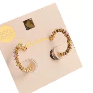 گوشواره نگین مالتی کالر روکش طلایی (Gold Plated) برند آی ام تحت لیسانس آلمان 018580 I AM