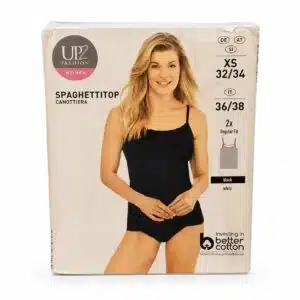 تاپ زنانه نخی بندباریک یقه گیپوردار برند آپ تو فشن آلمان جعبه 2 عددی 829129 Up2Fashion