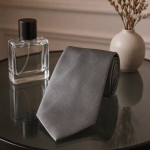 کراوات مردانه سیلک برند درسمن اصل رنگ نقره ای سربی 369169 Dressmann