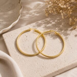 گوشواره حلقه ای بزرگ آبکاری طلایی رنگ ثابت (Gold Plated) برند اکسسورایز تحت لیسانس آلمان 062603 Accessories