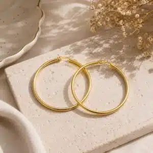 گوشواره حلقه ای بزرگ آبکاری طلایی رنگ ثابت (Gold Plated)  برند اکسسورایز تحت لیسانس آلمان 062603 Accessories