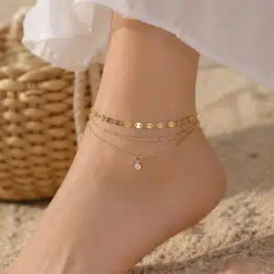 پابند زنانه سه لاین طلایی آویزدار برند سیکس تحت لیسانس آلمان 757440 SIX