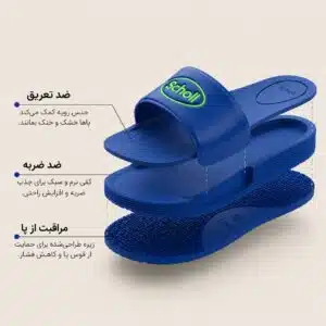 دمپایی طبی زنانه برند شول کف ارگونومیک و ماساژدهنده ملایم رنگ آبی 3-432750 Scholl