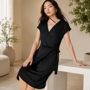 پیراهن زنانه مدل چپ و راستی مشکی ریون برند اسمارا اصل آلمانی 472806 ESMARA