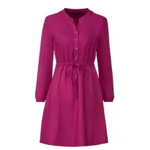 پیراهن لینن کنفی آستین بلند زنانه برند اسمارا اصل آلمان رنگ ارغوانی ESMARA 376608