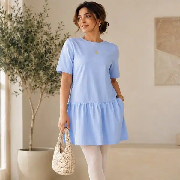 پیراهن آستین کوتاه نخ پنبه زنانه برند اسمارا اصل آلمان ESMARA 400068