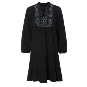 پیراهن زنانه موسلین نخی گلدوزی شده برند اسمارا اصل آلمانی رنگ ذغالی 503225 ESMARA