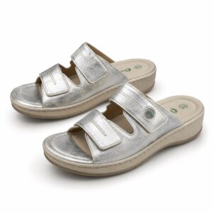 صندل طبی ارگونومیک زنانه مدل Footflex (کفی آنتی شوک) برند اسمارا اصل آلمان نقره ای 2-399248 Esmara