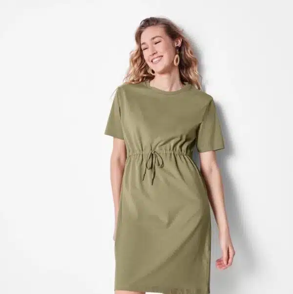 پیراهن اسپرت نخی زنانه برند اسمارا اصل آلمانی رنگ زیتونی 2-478641 ESMARA