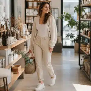 شلوار جین مام فیت زنانه برند اسمارا اصل آلمانی کرم بژ 2-391252 ESMARA (راهنمای کامل سایزبندی)
