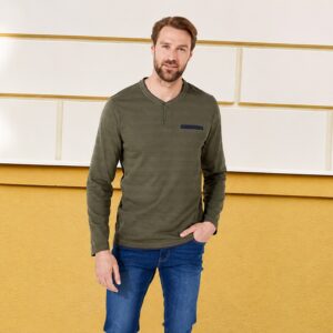 تیشرت مردانه آستین بلند نخی چهارفصل برند لیورجی آلمان سبز زیتونی 2-Livergy 330652