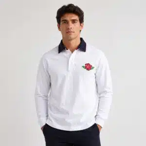 تیشرت مردانه آستین بلند یقه دار راگبی ولز انگلستان رنگ سفید 333842 WALES Rugby