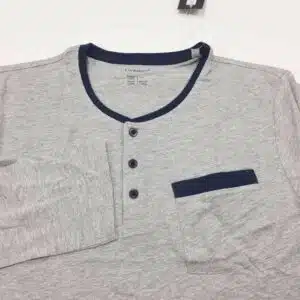 تیشرت راحتی سه دکمه آستین بلند مردانه برند لیورجی آلمان طوسی ملانژ 362280 Livergy