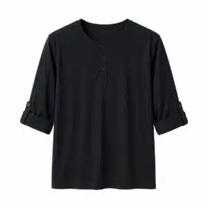 تیشرت مشکی یقه سه دکمه مردانه نخی برند لیورجی آلمان 301089 Livergy