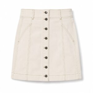 دامن کتان جین دکمه دار برند اچ اند ام تحت لیسانس سوئد رنگ اکرو 193651 H&M