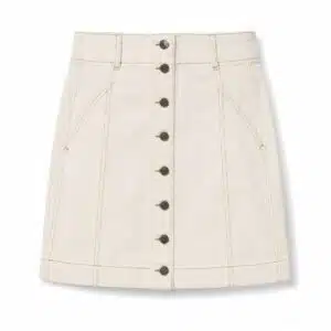 دامن کتان جین دکمه دار برند اچ اند ام تحت لیسانس سوئد رنگ اکرو 193651 H&M