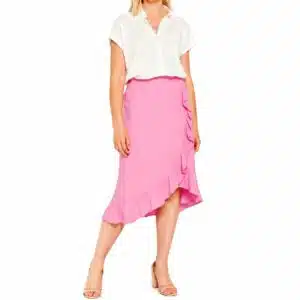 دامن چپ و راستی والان دار نخی برند ورو مودا تحت لیسانس دانمارک 9966270 Vero Moda
