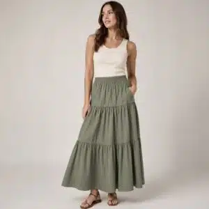 دامن کتان بلند چین دار برند اچ اند ام تحت لیسانس سوئد 195080 H&M