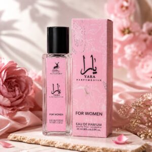 ادوپرفیوم زنانه یارا صورتی برند الحمبرا اصل تولید امارات 35میلی‌لیتر Maison Alhambra Yara PINK