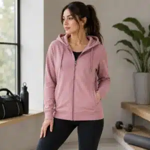 سویشرت ورزشی کلاهدار زنانه برند کریویت آلمان رنگ رز دودی 317974 CRIVIT