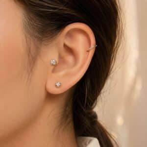 ست گوشواره و پیرسینگ نقره پک 3تایی برند آی ام تحت لیسانس آلمان I AM 043740