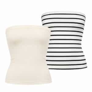 تاپ دکلته نخ پنبه زنانه برند آپ تو فشن آلمان پک 2عددی(سفیدشیری و ملوانی) 3-847902 Up2Fashion