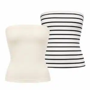 تاپ دکلته نخ پنبه زنانه برند آپ تو فشن آلمان پک 2عددی(سفیدشیری و ملوانی) 3-847902 Up2Fashion