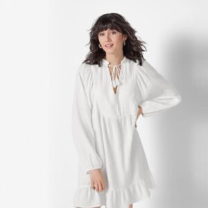 پیراهن زنانه موسلین نخی آستین بلند سفید برند اسمارا اصل آلمانی 2-503225 ESMARA