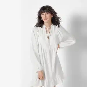 پیراهن زنانه موسلین نخی آستین بلند سفید برند اسمارا اصل آلمانی 2-503225 ESMARA