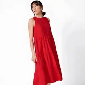 سارافون بلند زنانه ویسکوز شیک برند اسمارا اصل آلمان رنگ قرمز 3-ESMARA 472900