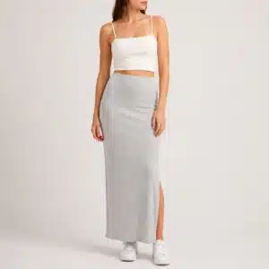 دامن راسته بلند طرح MAMA برند اچ اند ام تحت لیسانس سوئد رنگ طوسی 1474 H&M